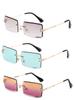 2-3 PCS Women's Rimless Rectangle Sunglasses Fashion Tinted Lens UV Protection Trendy Shades