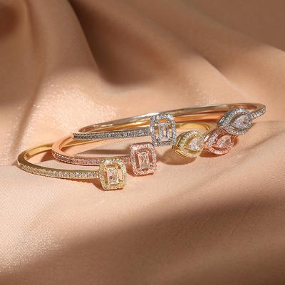 Luxuriöse Geometrie Goldfarbene Armreifen für Damen Mode Zirkonia Armbänder INS Party Alltagsschmuck.