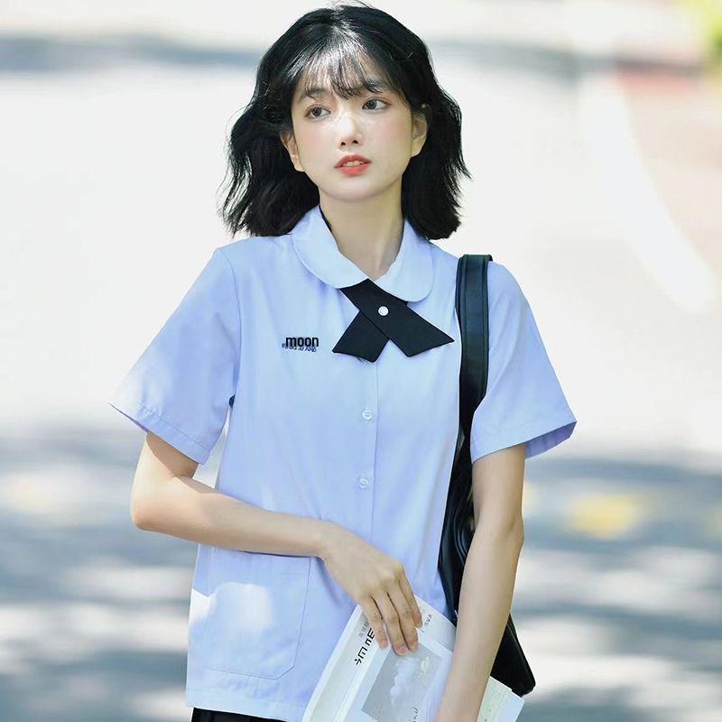 

Thai Student High School Uniform Set: Preppy Style JK Shirt & Nano Skirt M