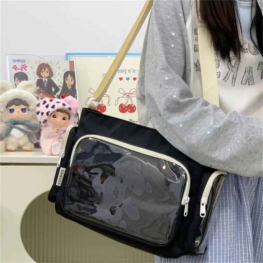 Nylon Aesthetic Transparent Display DIY Basges Students Subculture JK Crossbody Shoulder Bags Casual Sweet Girls Ulzzang Ita Bag