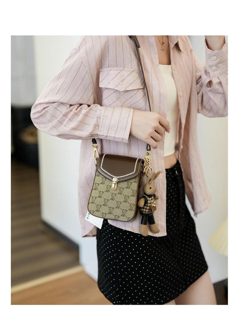 Damen Canvas Bär Schulter Crossbody Tasche - Lässig, Vielseitig, Farbblock-Design