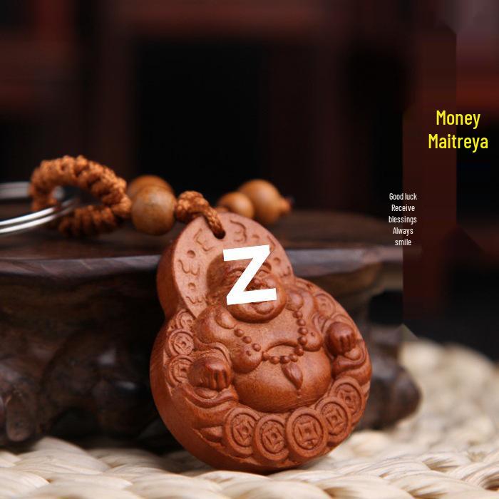 Peach Wood Qi Nan Car Keychain Pendant - Safe Trip Gift for Women