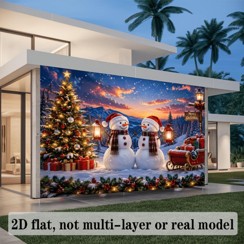 1Pcs Christmas Snowmen Sleigh Mountain Decoration Background Winter Backdrop For Photo Studio Photo Booth Party