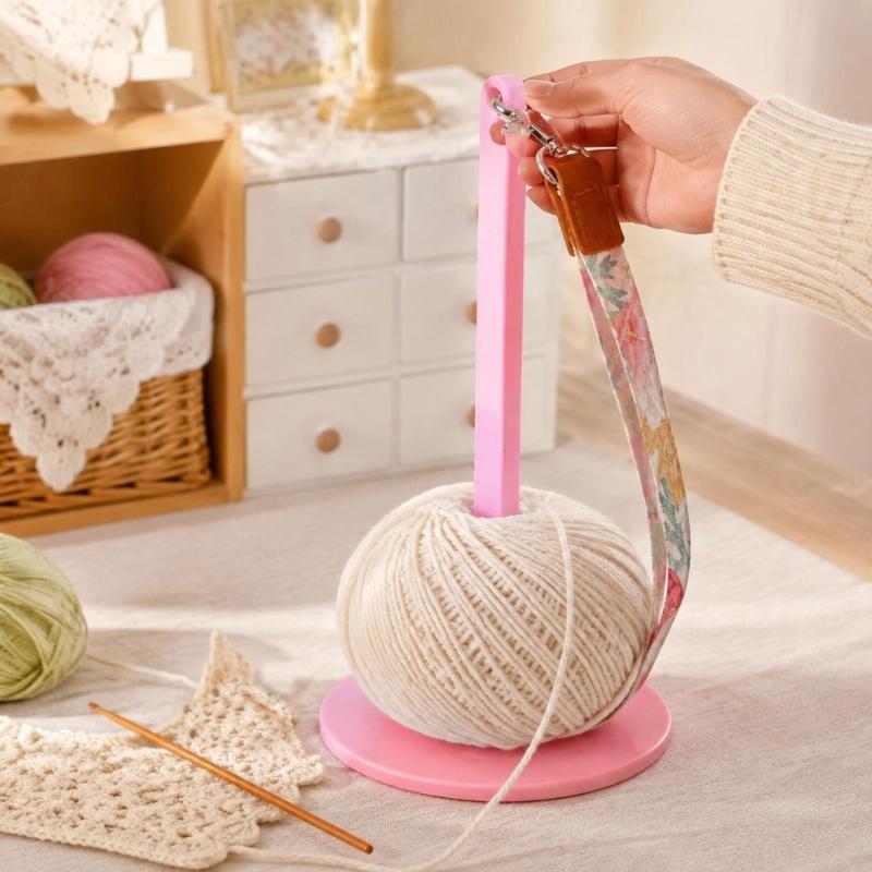 Plastic Knitting Yarn Holder Crochet Yarn Stand, with Removable Wrist Lanyard Vertical Support Post for Crocheting Projects