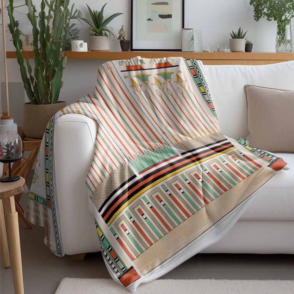 Egyptian Revival Pattern Blanket Vintage Tribal Ethnic Decorative Throw Blanket for Sofa Bed Couch Gift