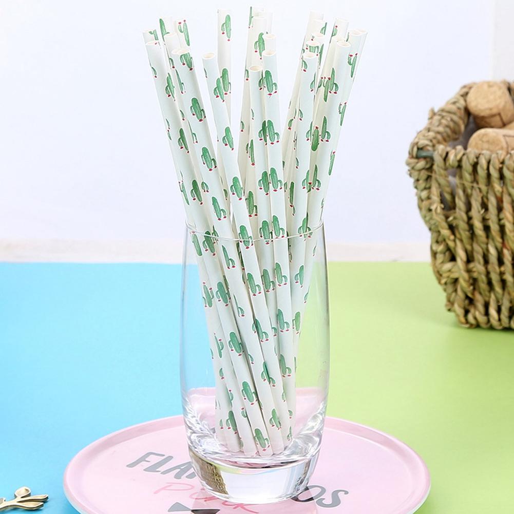 Cute Environmental Disposable Paper Straw Bar  Party Straw 25 Sticks(