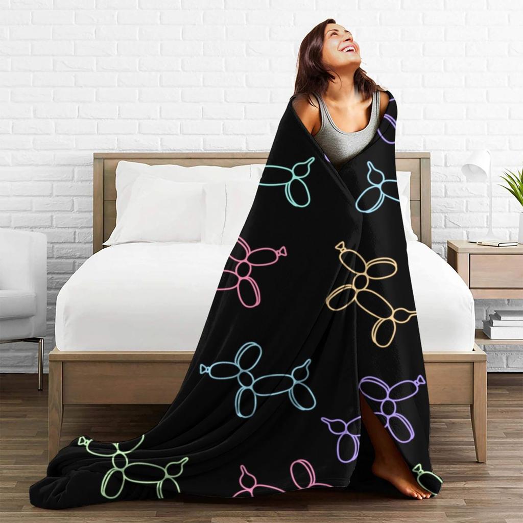Colorful Balloon Dogs Flannel Blanket Quality Super Soft Bright Throw Blanket Autumn Travelling Couch Bed Graphic Bedspread