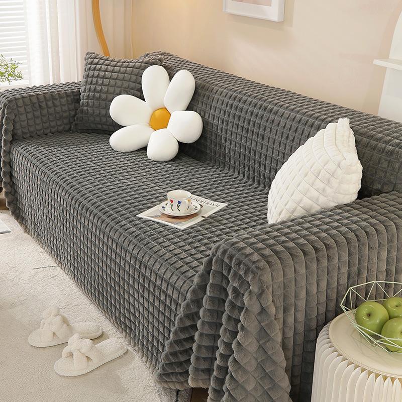 

Чехол на диван, простой современный чехол для дивана с защитой от кошачьих царапин, зимняя плюшевая подушка с кроликом, нескользящий чехол для дивана, одеяло, полотенце 160*130cm