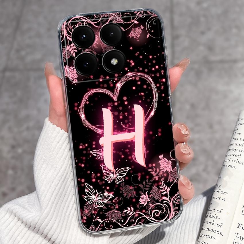 Casing For Redmi K70 K80 K60 K50 K40 K30 K20 Pro K70e K60e K90 Pro Max Phone Case Premium Letters Pattern Transparent TPU Back Cover For Redmi Housing