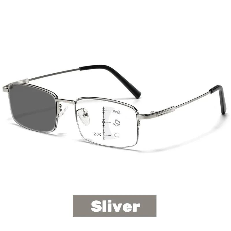 Herren Photochrom Multifokal Lesebrille Luxus Outdoor Farbwechsel Sonnenbrille Mode Alterssichtigkeit Brille
