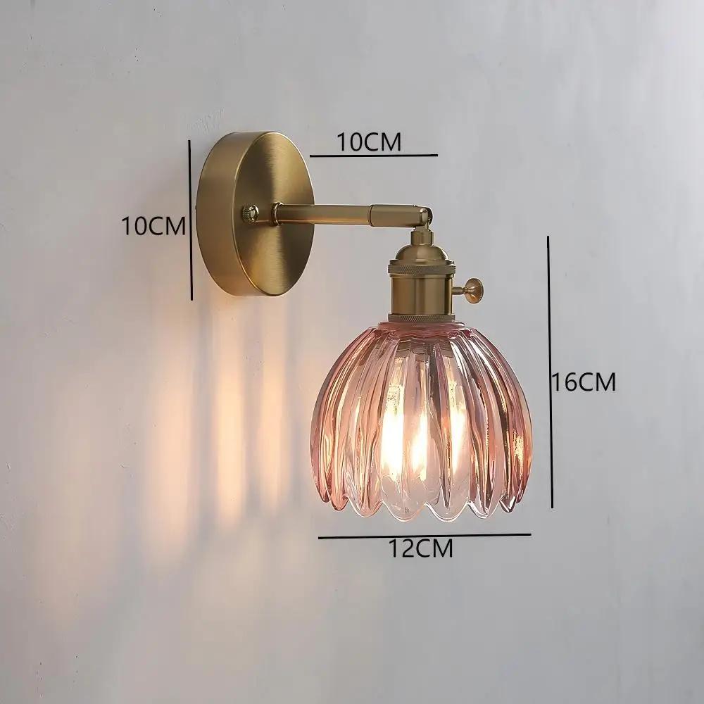 Japanese Retro Floral Glass Wall Lamps for Bedroom Study Led Mirror Light with Adjustable Wall Sconce Modern Simple Bedside Lamp