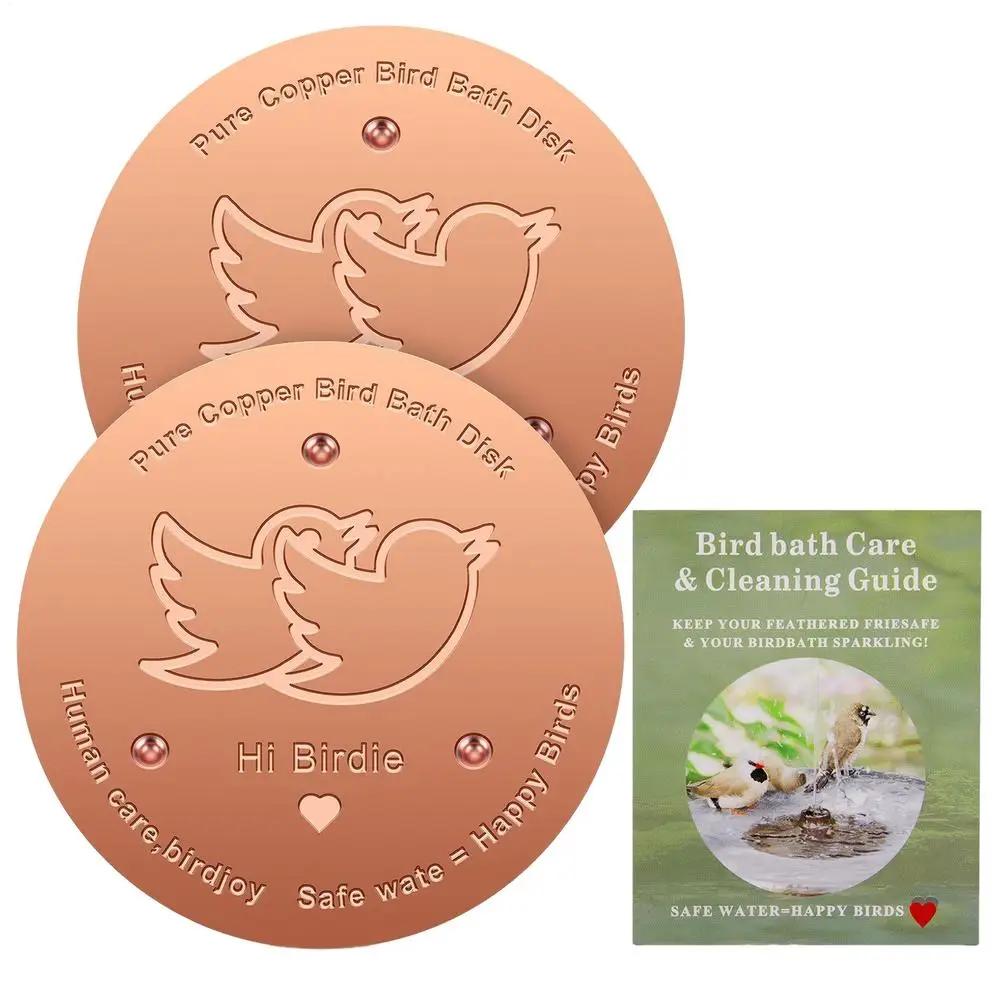 2pcs Copper Bird Bath Cleaning Disk, 0.6mm Pure Copper with Triple-Point Support, Universal Fit for Outdoor Birdbaths