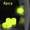 4pcs Luminous Tire Valve Caps Car Motorcycle Bicycle Wheel Tyre Hub Night Glowing Caps Tire Valve Stem Cover Fluorescent Decor