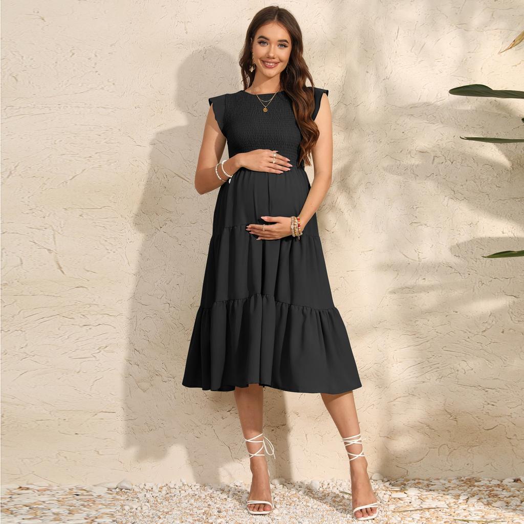 Short Sleeve Boho Dress For Women Casual Loose Fit Summer Sundress Floral Print Dress With Pockets