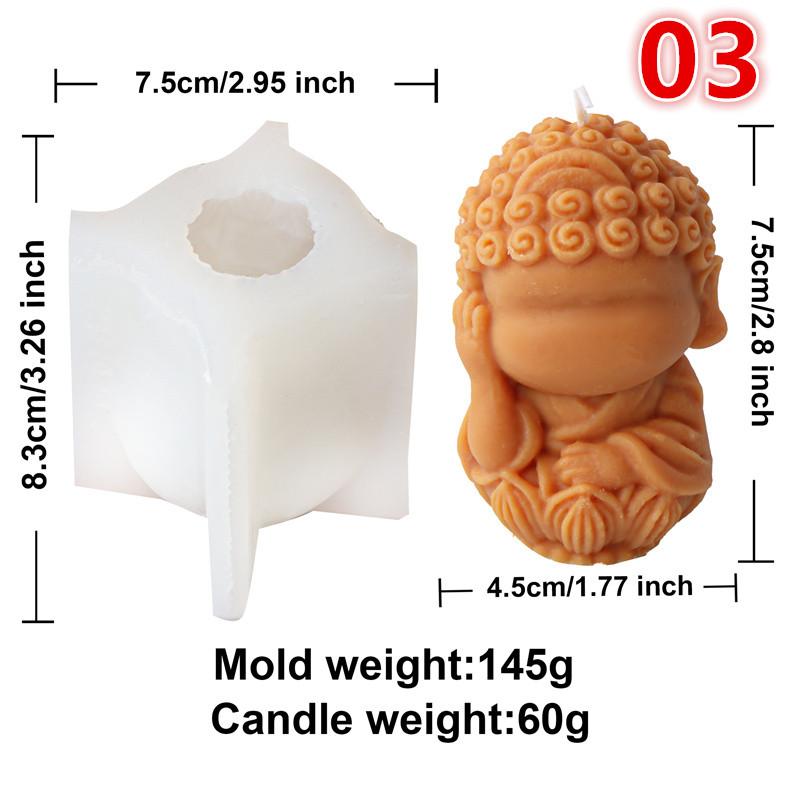 3D Cartoon Buddha Candle Molds DIY Plaster Clay Candle Making Mould Maitreya Buddha Statu Crafts Decor