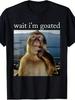 Brainrot Gift Men Funny Wait I'M Goated Monkey Graphic Unisex T-Shirt Casual Short Sleeve Round Neck Tee