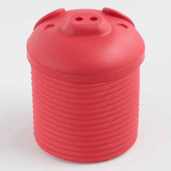 Silikonbaconfettbehållare med värmebeständigt silikonfilter Grisformad fettbehållare 2 koppars kapacitet Säker förvaringsburk för matlagningsfett Och