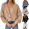 Knitted Cardigan Solid Color Long Sleeve Polyester Single-Breasted Women Sweater for Autumn