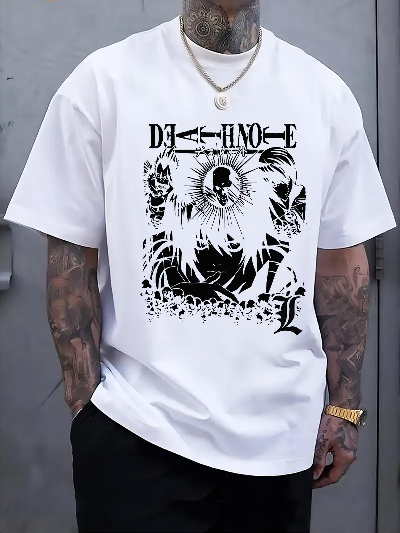 Death Theme Black and White Illustration Print Tshirt - C... XXXL