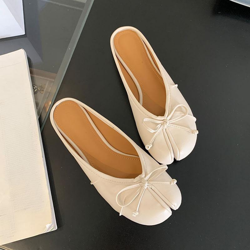 

Fashion Fashion Butterfly-Knot Flats Slippers Women Mules Shoes Female Shallow Footwear Strange Toe Ladies Flats Slippers Shoes 35 бежевый