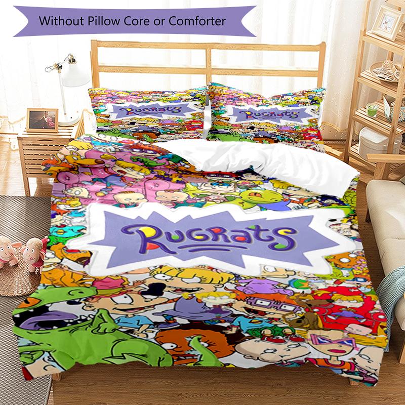 3pcs Rugrats in paris4 Design Cover Set - HD Printed Bedding with 1 Cover and 2 Pillowcases - Perfect for Home and Dorm Decor