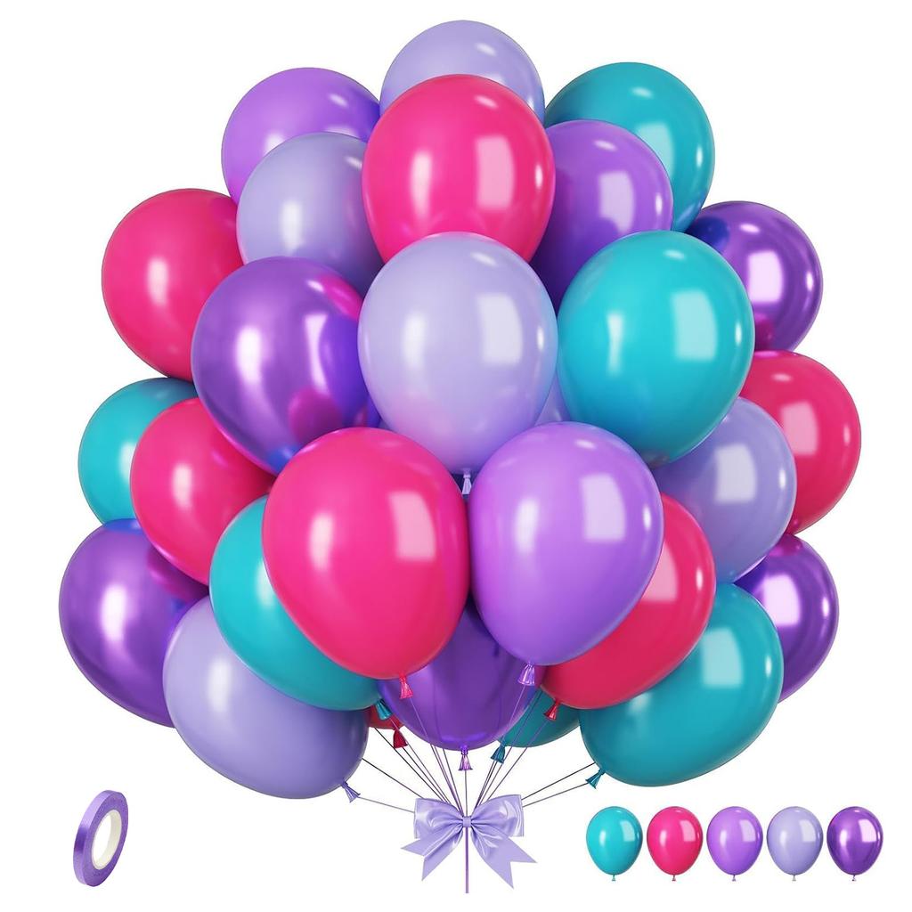 12inch 35pcs Purple Pink Green Balloon Set , Suitable for Weddings, Birthdays, Themed Parties, Bachelorette Parties