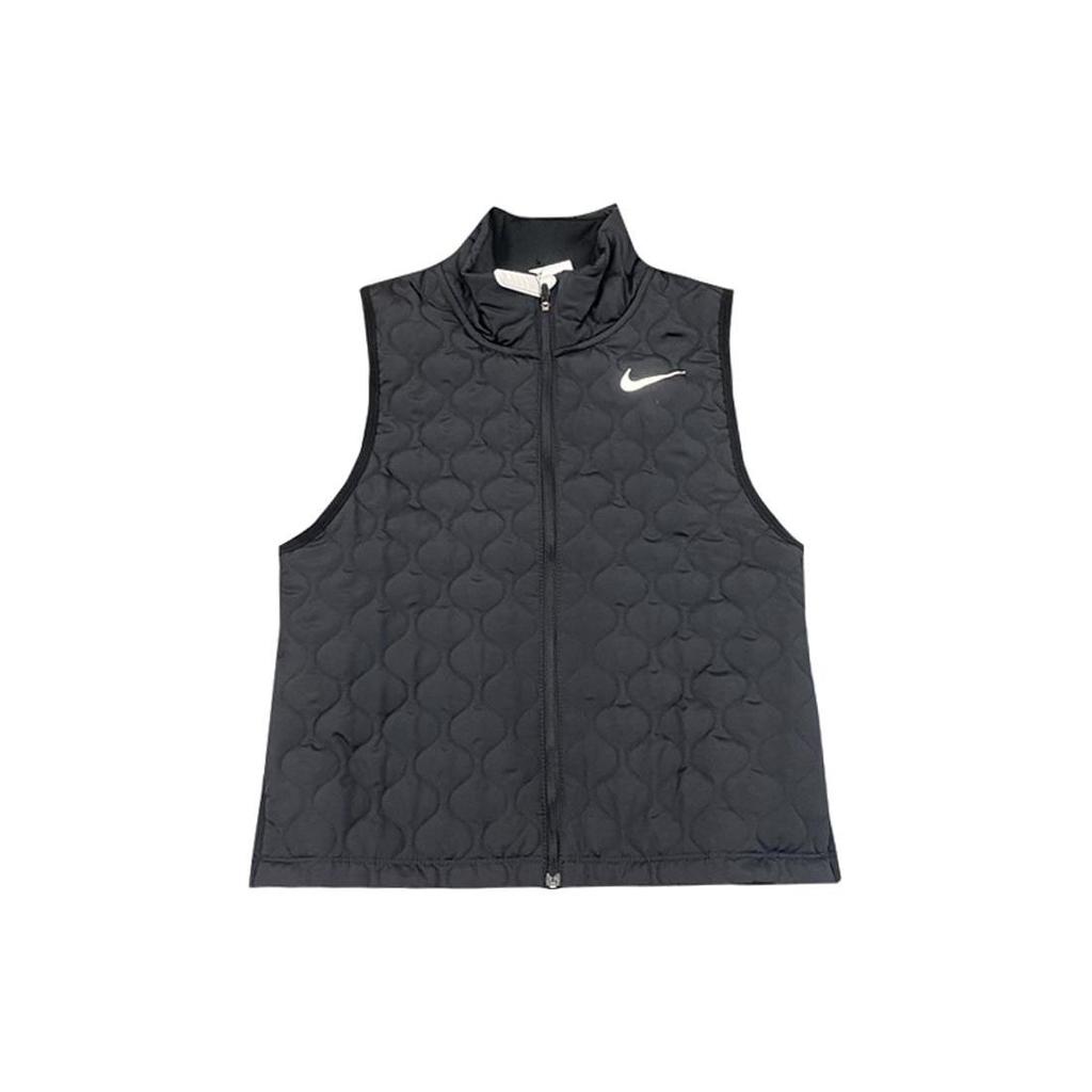 Nike Solid Color Logo Zip Warm Cotton Vest Women Vest Black DM1543-010