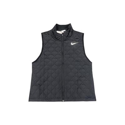Gilet da donna in caldo cotone con cerniera e logo in tinta unita, nero DM1543-010