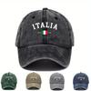 Verstellbare Unisex S Gewaschene Baseballkappe Modisches Italienisches Muster Lässige Gealterte Kappe Geeignet für Angelsport und Tägliche Ausflüge