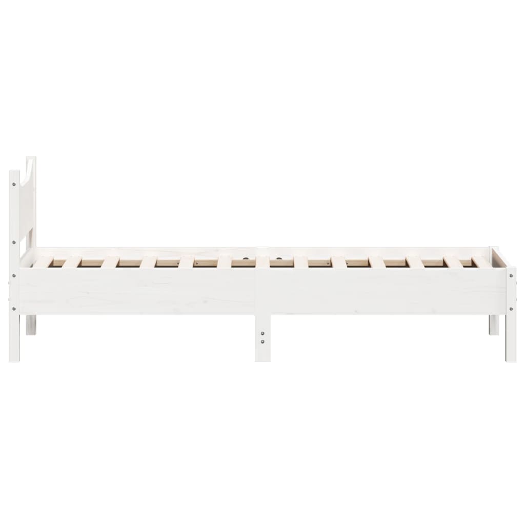 Solid Wood Bed Frame without Mattress White 75 x 190 cm Pine Wood