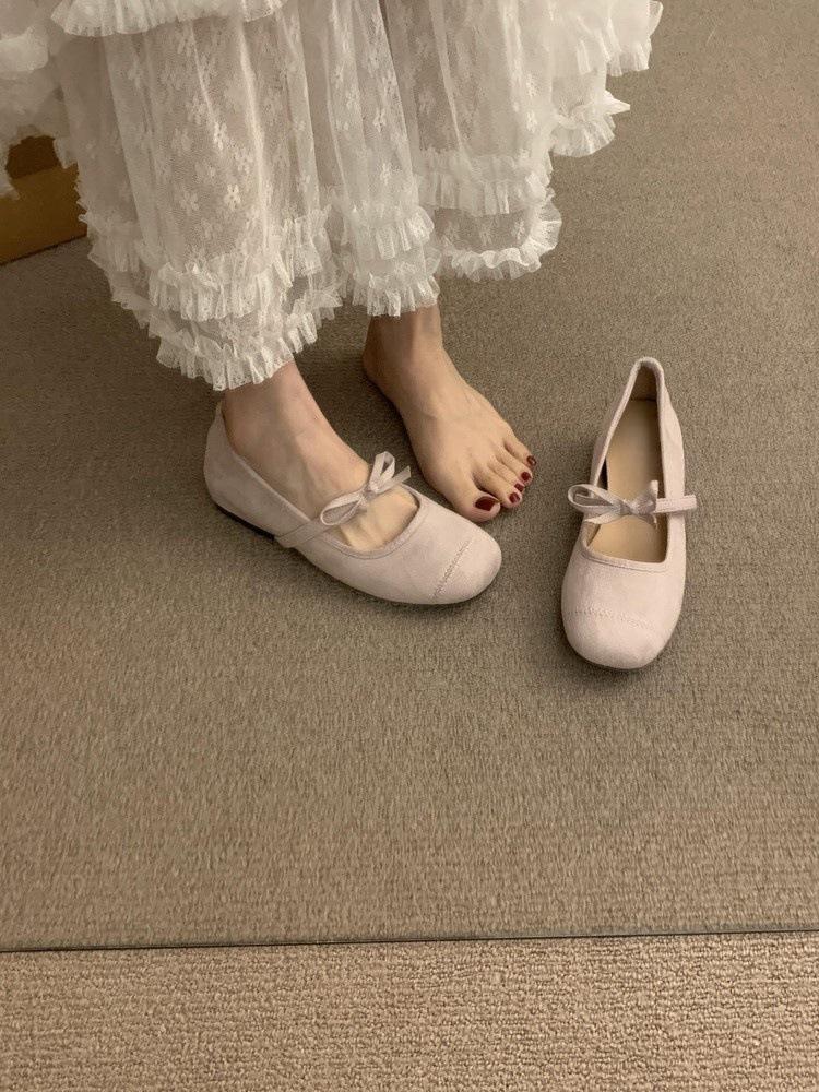 Retro Wildleder Innenhöhenerhöhung Mary Jane Einzelne Schuhe Damenschuhe 2025 Frühling und Sommer neue Ballerina Sanfte Abendschuhe