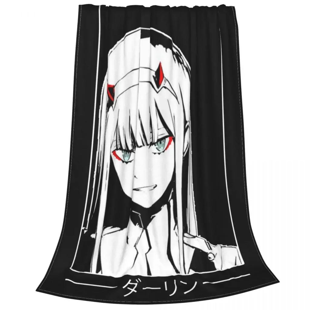 Zero Two Darling In The Franxx Movie T-Shirt Decke Flanell Vintage Atmungsaktive Überwurfdecken für Bettdecke Frühling Herbst