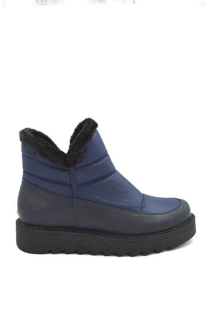 Women Modern Stylish Fashion Boots Genuine Leather Navy Blue Handmade Comfortable Casual Snow Boots