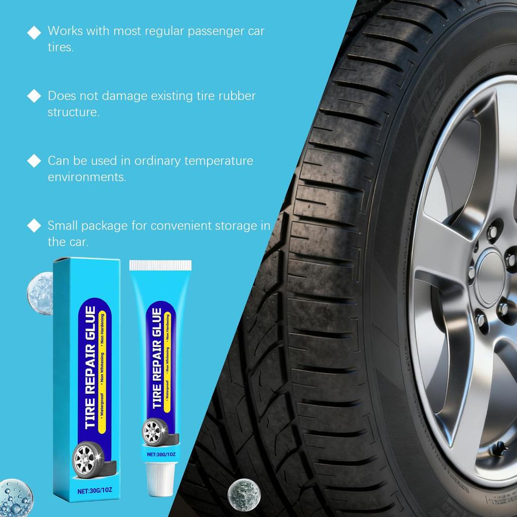 30g Tire Repair Glue Wheel Sidewall Repair Adhesive Side Cracked Outer Tire Maintenance Bonding For Car Bike Motorcycle Truck
