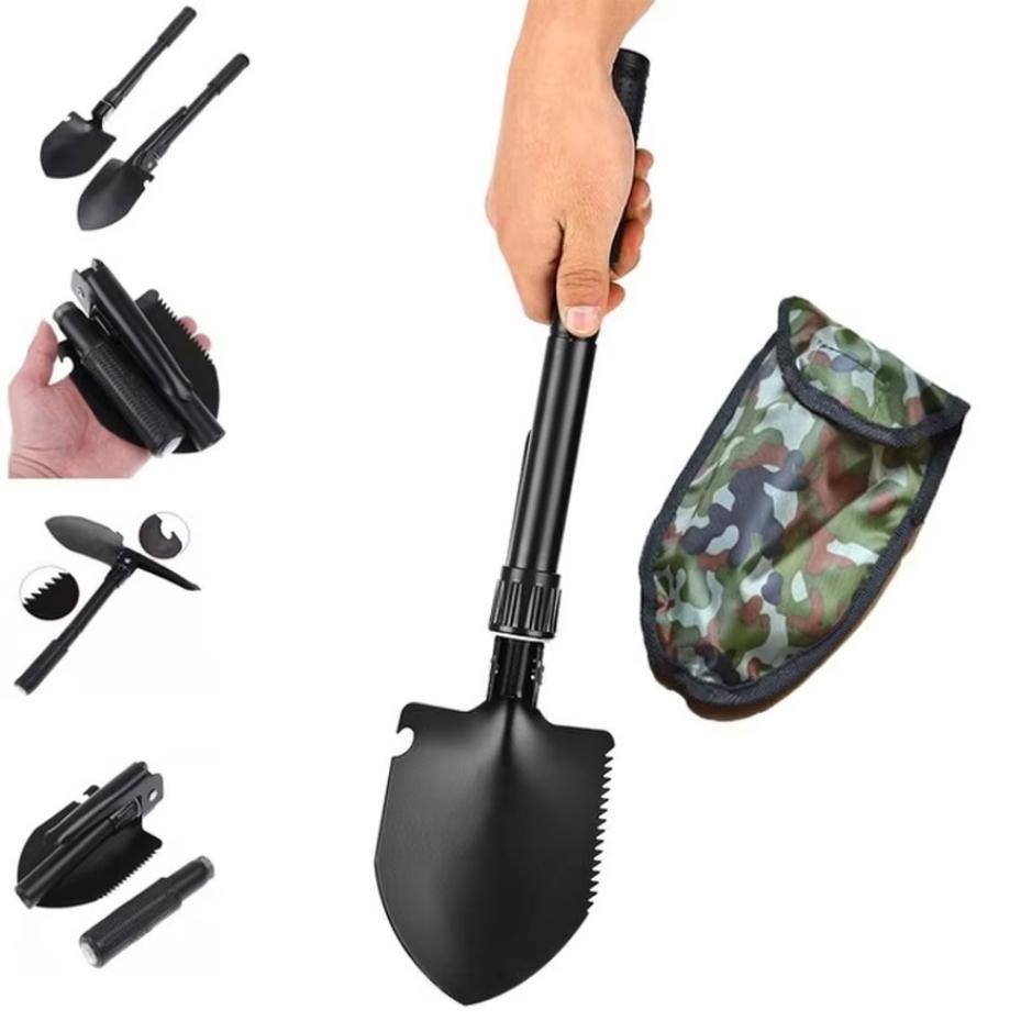 Outdoor Camping Shovel Survival Camping Spade Portable Garden Weeding Camping 4-in-1 Multi-purpose Military Portable Folding