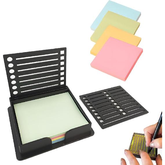 Sticky Note Stencil, Sticky Note Holder with Stencil 3x3 Sticky Note Line Stencil and Holder, Perfect for to-Do Lists, Home, Office, Sticky Notes
