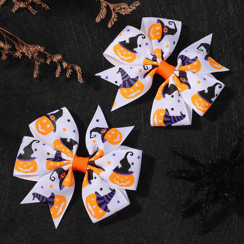 Popular Children'S Hair Accessories Set Accessories Halloween Ribbed Bow Hairpin Children'S Accessories 638