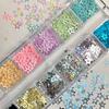 1box 3D Holographic Laser Hollow Star Nail Flakes 12colors Colorful Five-Pointed Star Nail Art Squins Sparkle Star Nail Stickers