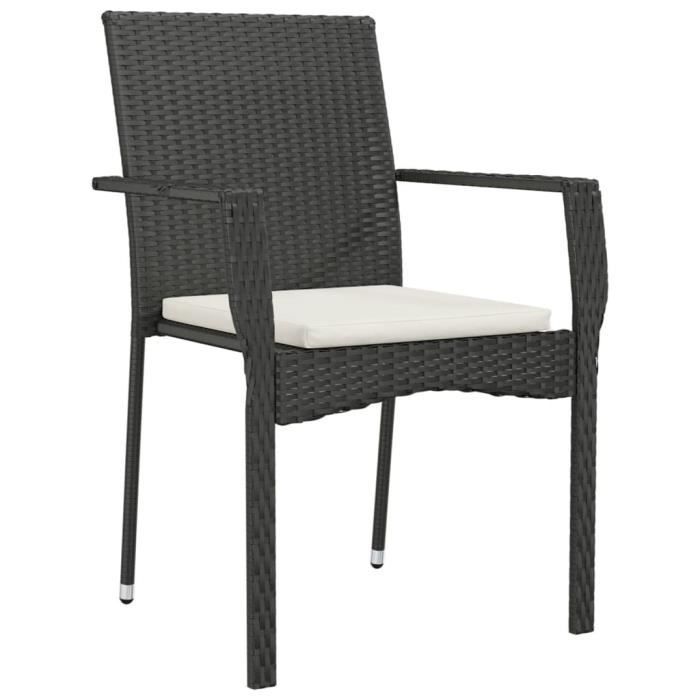 319883 vidaXL Chaises de jardin 4 pcs avec coussins Résine tressée Noir