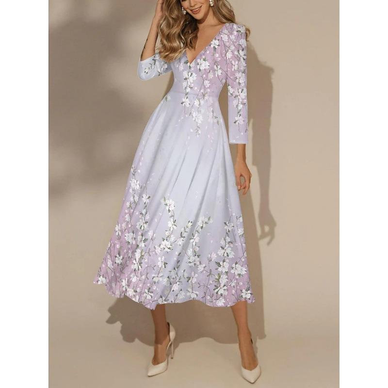 BITCED Fashion Summer Spring 3/4 Sleeves V-Neck Casual Dresses