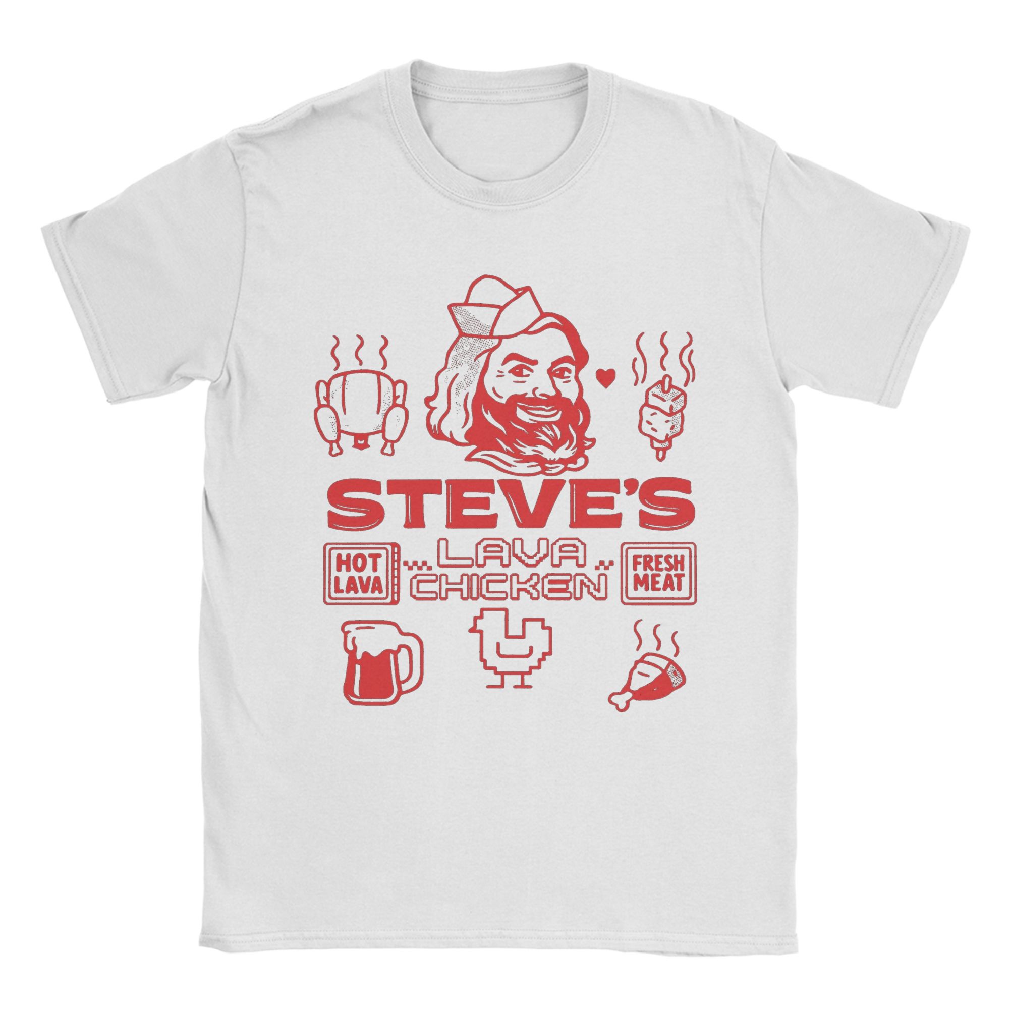 Men s Funny Steves Lava Chicken Restaurant T Shirts Cotton Tops Novelty Short Sleeve Crewneck Tee Shirt 4XL 5XL T-Shirts S разноцветный