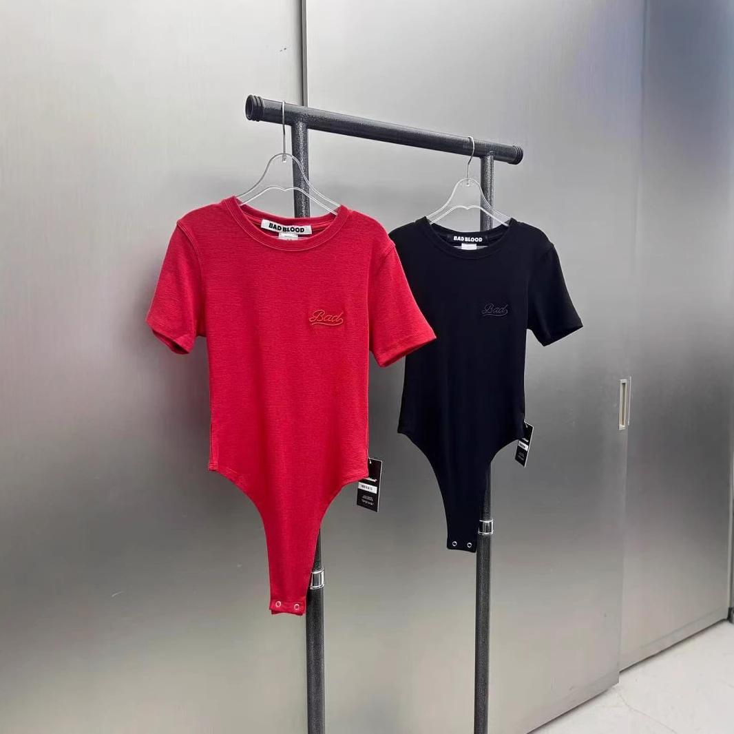 

BadBlood Korean Trendy Slim Fit Embroidered Short Sleeve T-Shirt for Women Medium