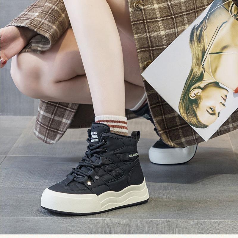 Internet celebrity snow boots women's winter new thick sole heightening thick velvet student Korean version velvet warm cotton shoes