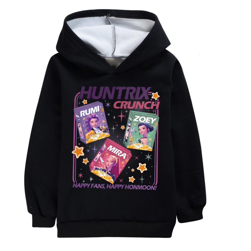 4970 Children Girls Kpop Rumi Zoey Mira Print Princess Long Sleeves Velvet Warm Winter Hoodie