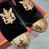 Fashion fashion men party and wedding handmade loafers velvet shoes with gold buckle men dress shoe b25