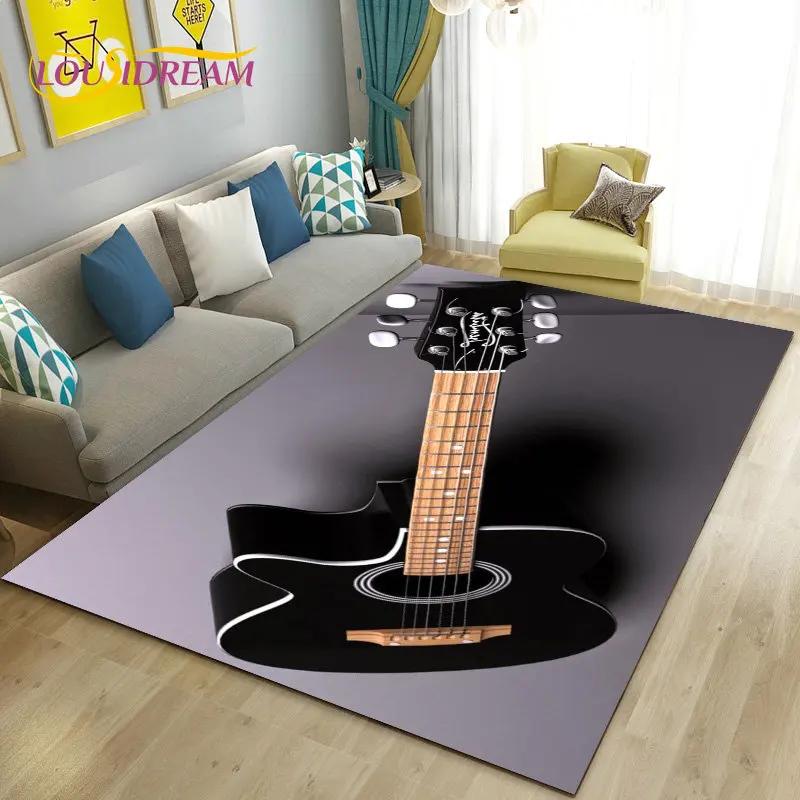 Classical Guitar Electric Guitar Area Rug Large,Carpet Rug for Living Room Bedroom Sofa Doormat Decoration, Non-slip Floor Mat