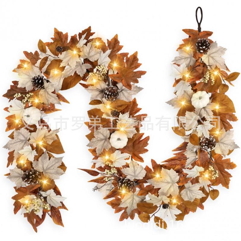 Harvest Wreath With Pumpkins Berries Vine Circle Halloween Thanksgiving Door Decor