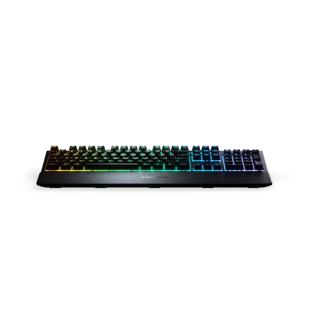 SteelSeries Apex 3 RGB Gaming Keyboard 10 Zone RGB Illumination IP32 Waterproof Premium Magnetic Wrist Rest Quiet Gaming BR – – – (Whisper Switch) –