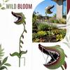 Metal Garden Stake Plant Decor Outdoor Yard Sculpture Steel Carnivorous Flower Sculpture with Ground Stake for Lawn Patio Decoration