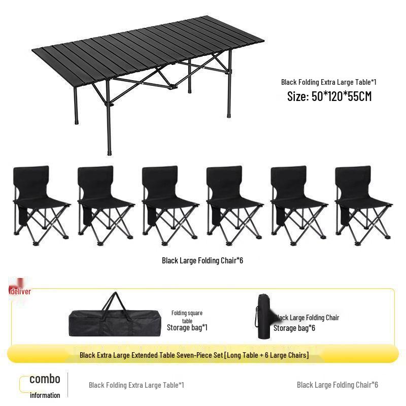 Portable Outdoor Folding Table and Chair Set - Egg Roll Design for Camping and Fishing